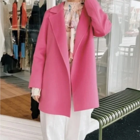 Theory Clairene lux New Divide Pink Orchid Coat